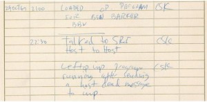 El cuaderno donde el estudiante de Kleinrock anotó el primer mensaje enviado por Arpanet. 